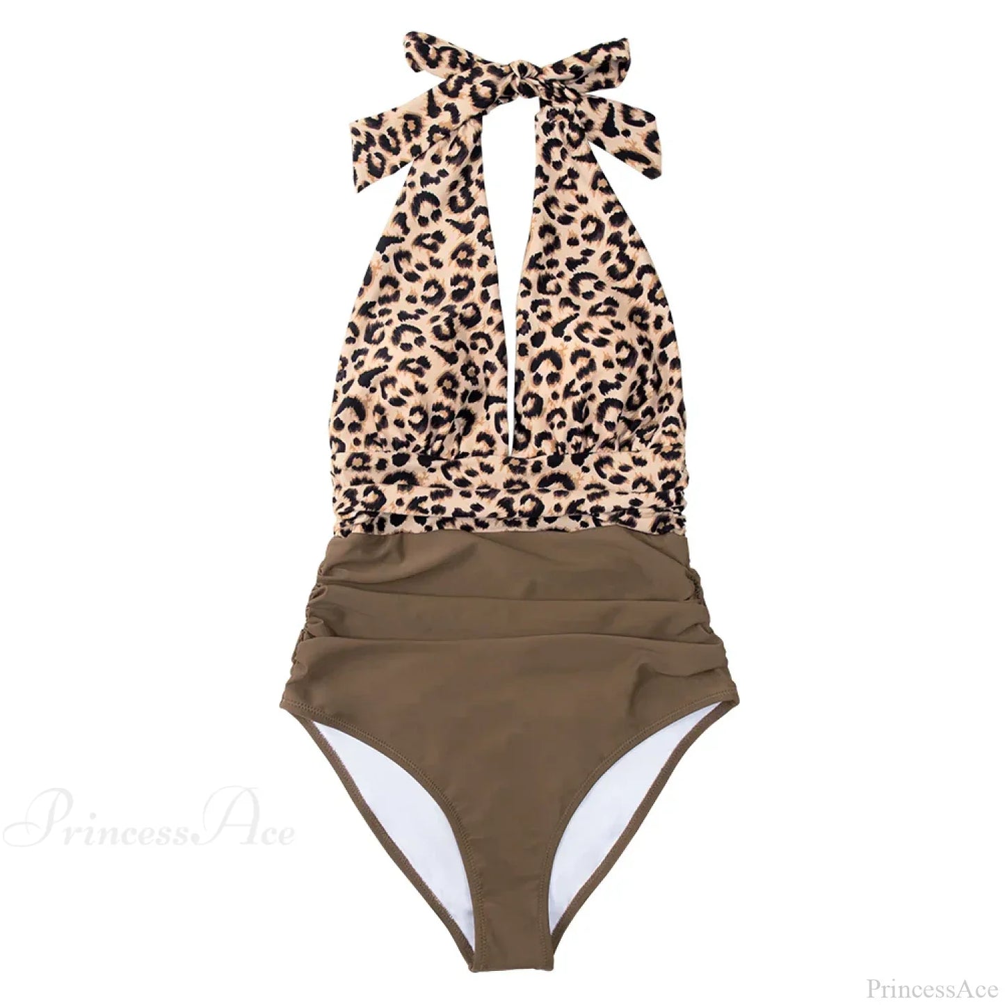Conjunto de una pieza sin espalda con escote en V profundo y cuello halter