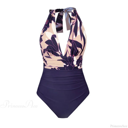 Conjunto de una pieza sin espalda con escote en V profundo y cuello halter