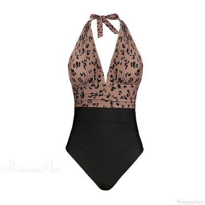 Conjunto de una pieza sin espalda con escote en V profundo y cuello halter