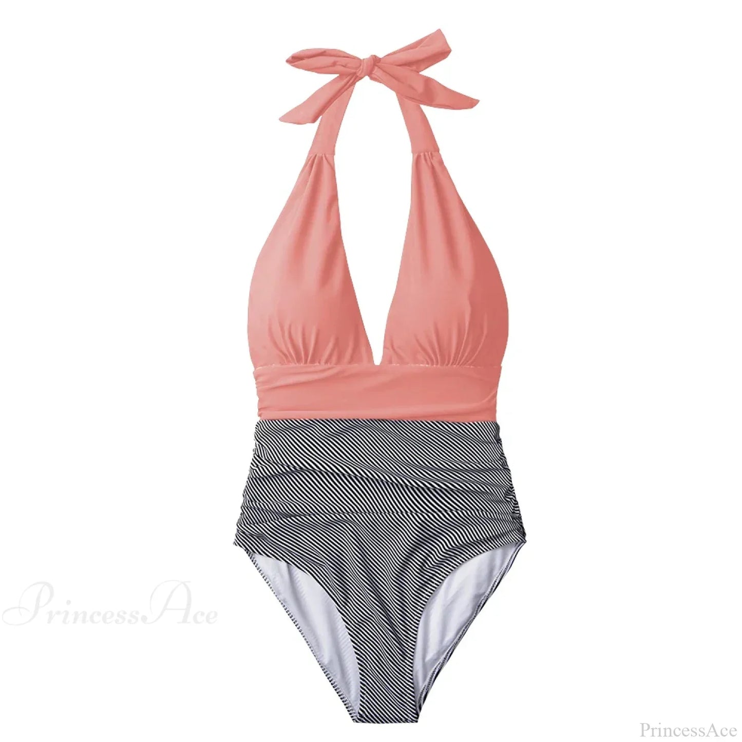 Conjunto de una pieza sin espalda con escote en V profundo y cuello halter