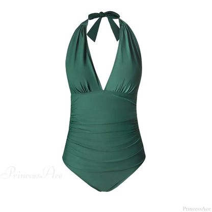 Conjunto de una pieza sin espalda con escote en V profundo y cuello halter