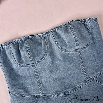 Denim Dreams Stylish Lace-Up Mini Dress