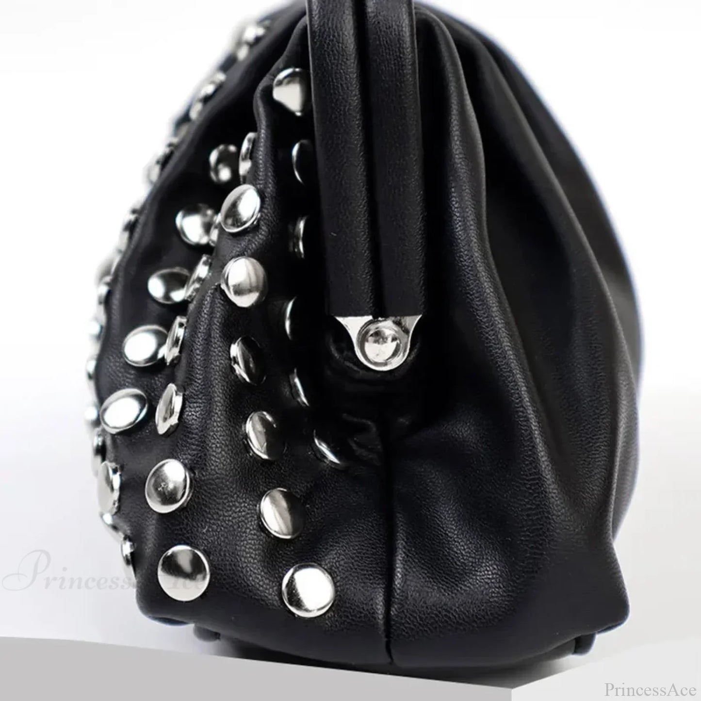 Designer Rivets Black Clutch Wristlet