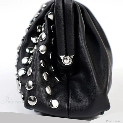 Designer Rivets Black Clutch Wristlet
