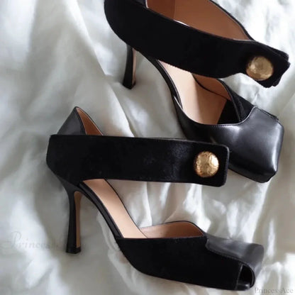 Designer Square Head Luxury Party Dress Thin Heels Gladiator Sexy Sandals Pumps Female High Heel