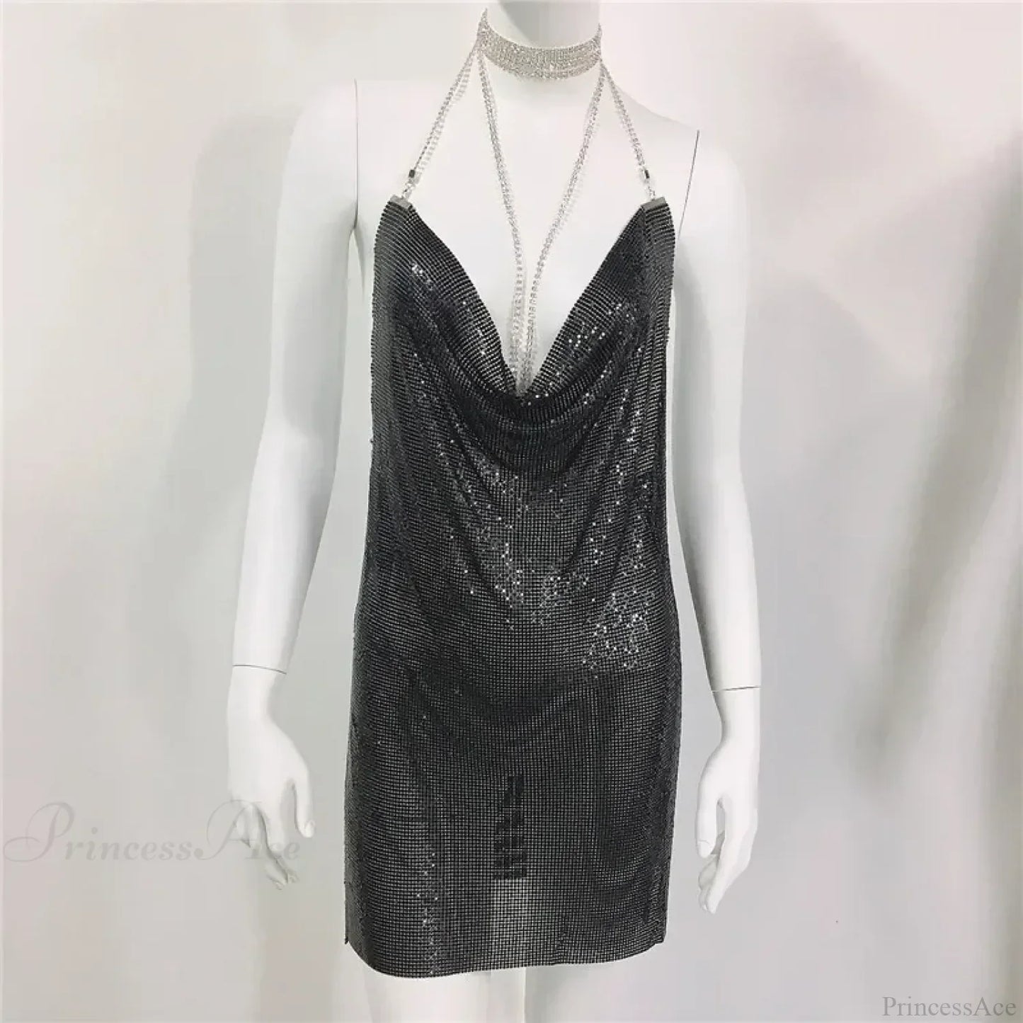 Diamond Halter Sequin Party Dress