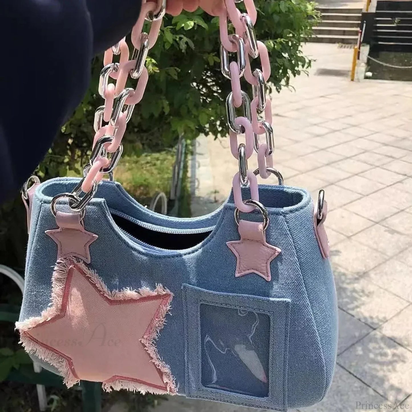 Diamond Silver Leather Crossbody Shoulder Bag