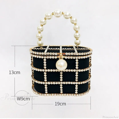 Diamonds Basket Clutch Luxury Pearl Beaded Wedding Party Evening Bag