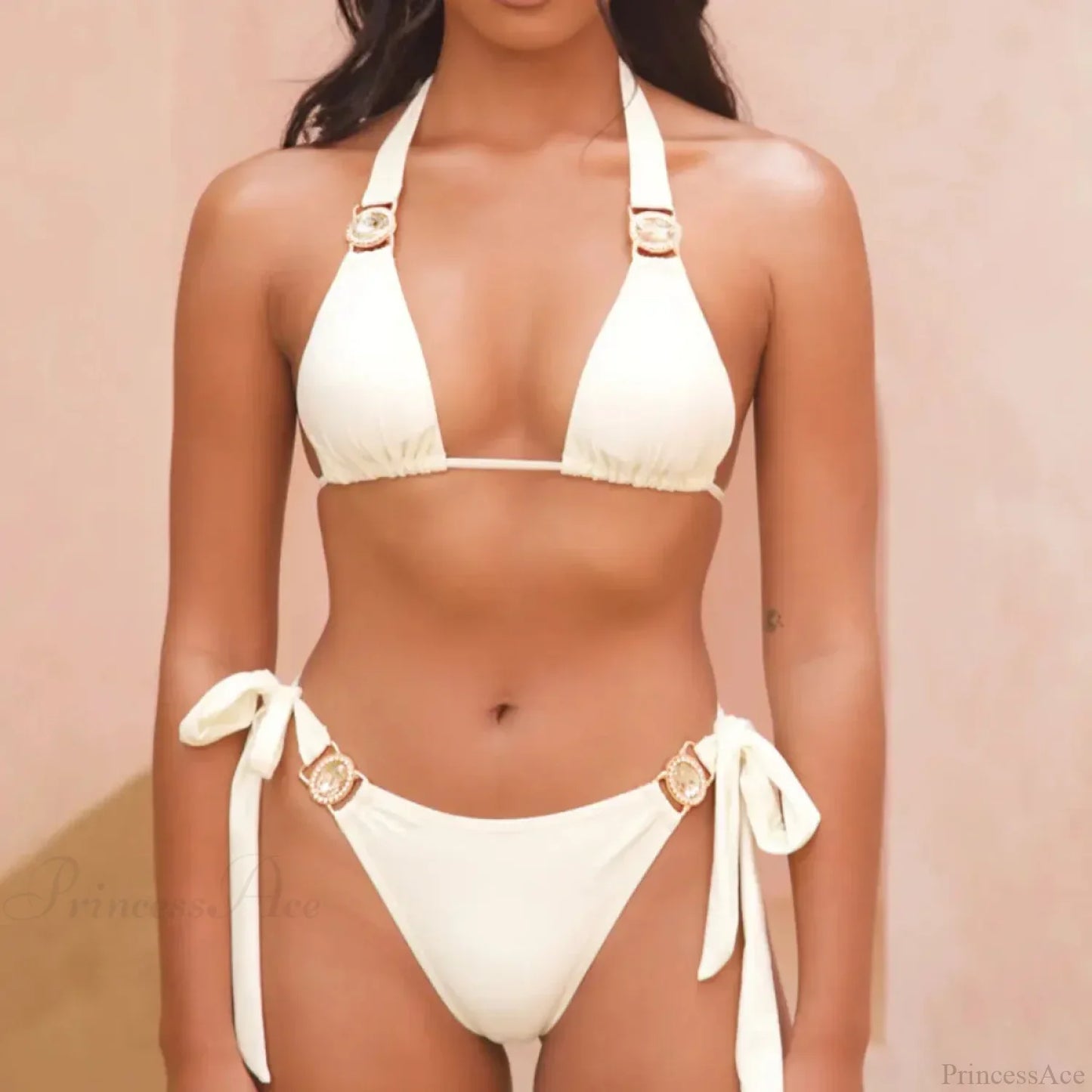 Diamonds Patchwork Halter Bikini Set