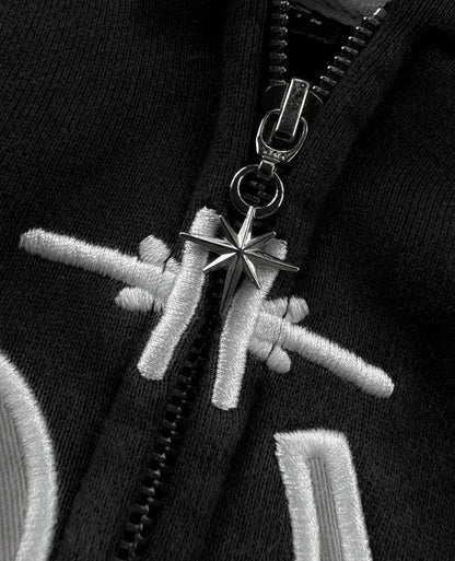 Divin Embroidery Zip Up Hoodie