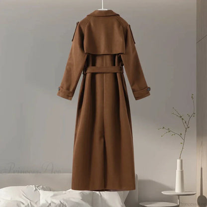 Double-Breasted Wool Belted Overcoat