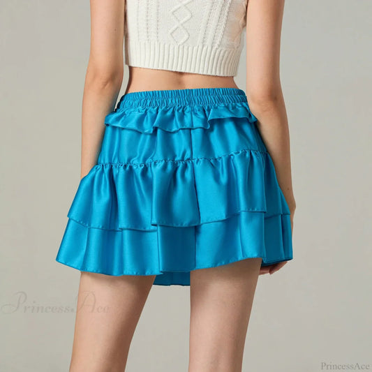 Drawstring Layered Ruffles Skirt
