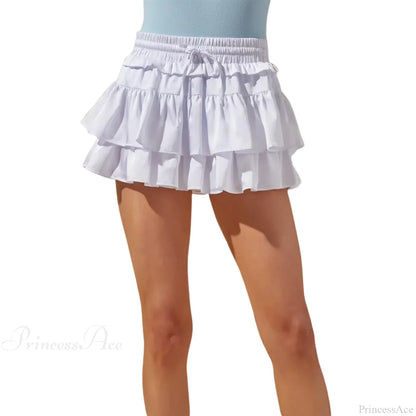 Drawstring Layered Ruffles Skirt