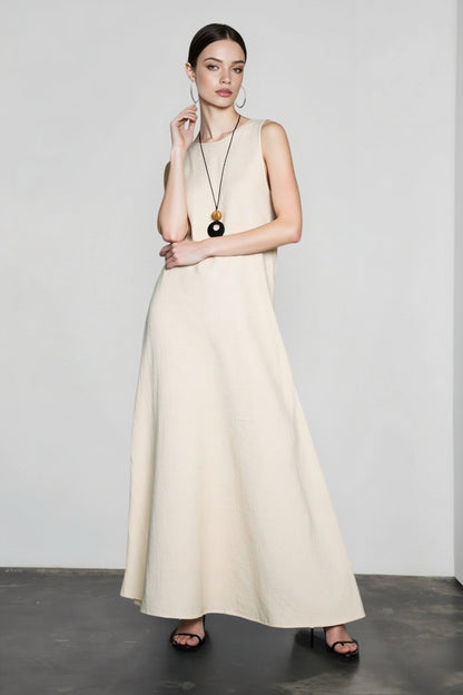 Pure Linen Tank Maxi Vacation Dress