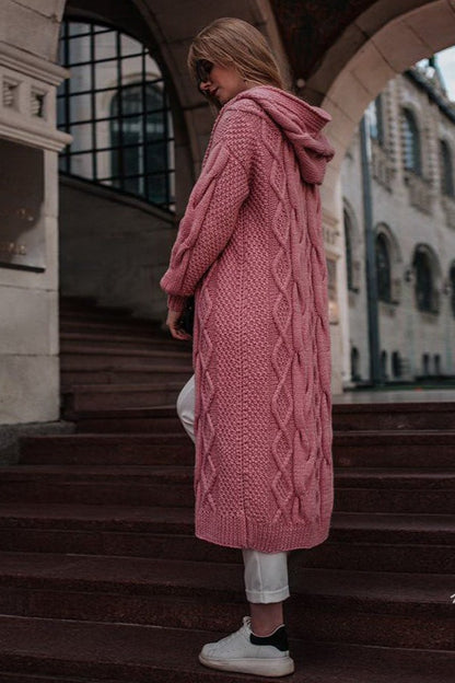 Solid Color Hooded Knit Sweater