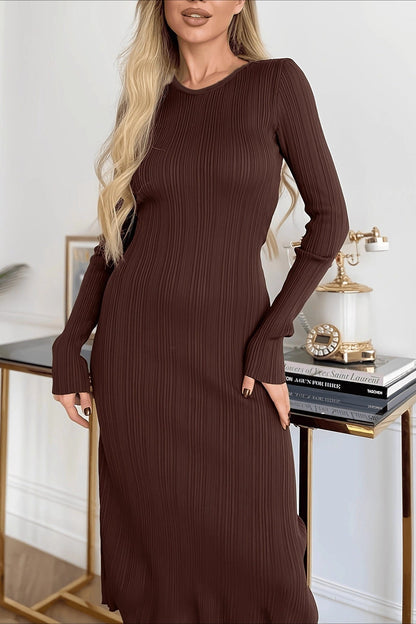 Vestido suéter de punto informal de manga larga