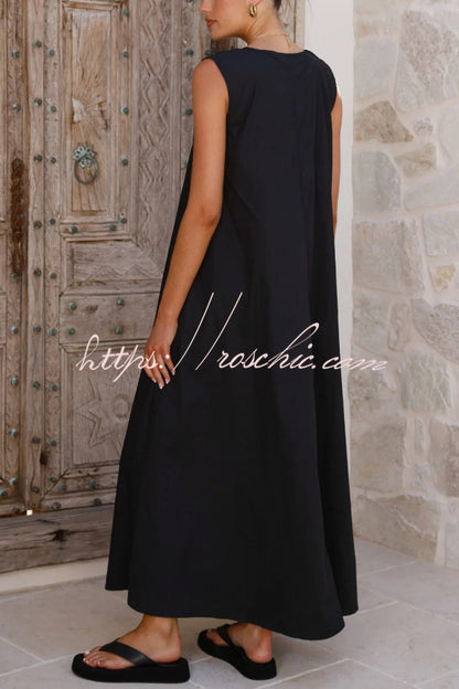 Solid Color Loose Sleeveless Casual Vacation Maxi Dress