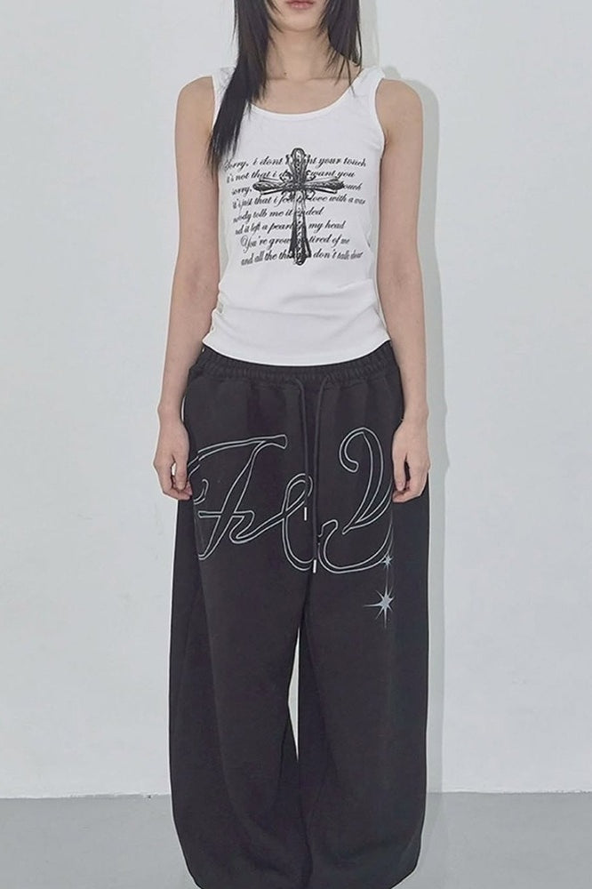 Pantalones Casuales Vintage con Ala de Letra de Hip-hop
