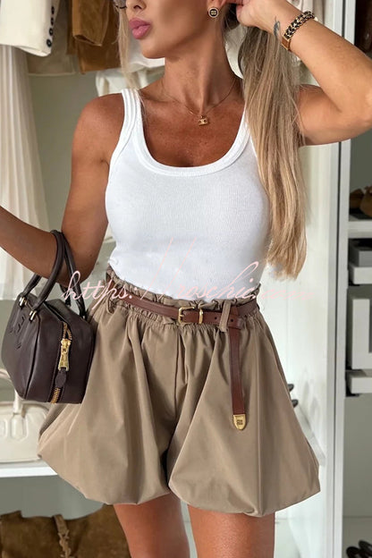 Fashion Style High Rise Elastic Waist Pocketed  Bloomer Shorts (Shipped Within 24 Hours)