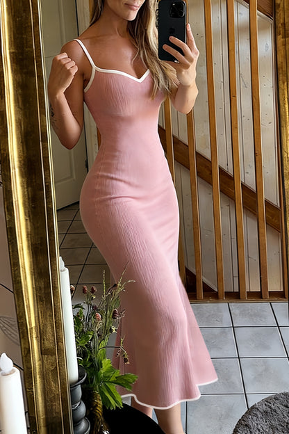 Vestido maxi bodycon con tirantes y bloques de color