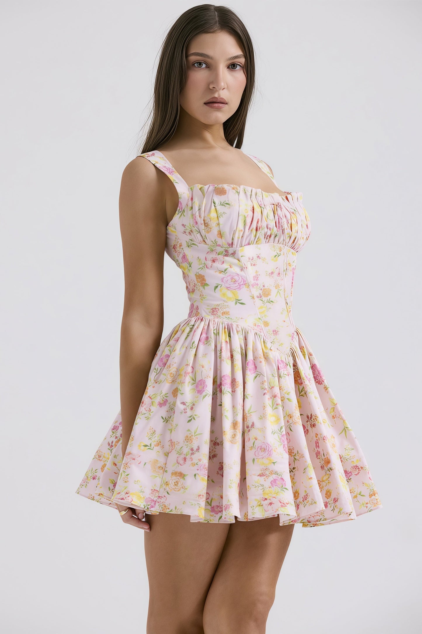 Floral Cami Ballet Puff Mini Dress