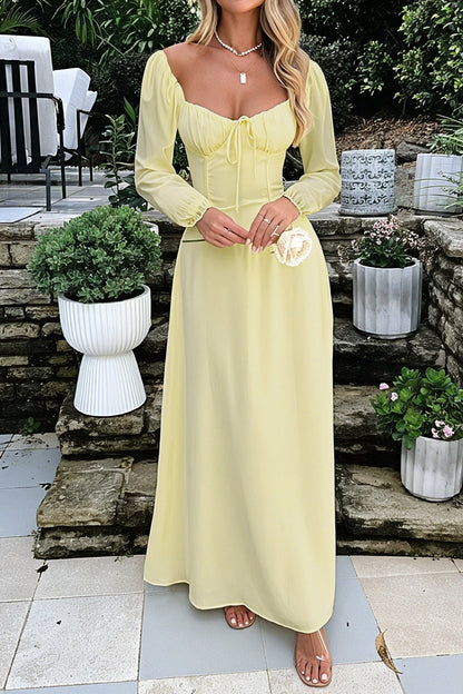 Vestido de fiesta de manga larga liso
