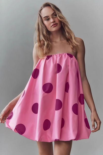 Minivestido con estampado de lunares y top palabra de honor sexy