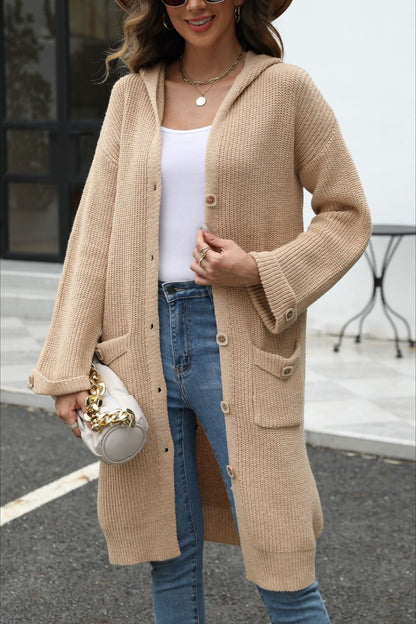 V Neck Solid Color Cardigan