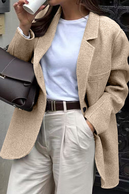 Minimalist Solid Color Tailored Coat
