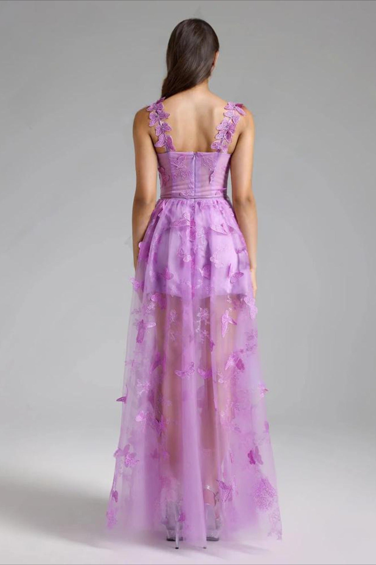 Vestido de fiesta mariposa de tirantes finos