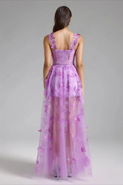 Vestido de fiesta mariposa de tirantes finos