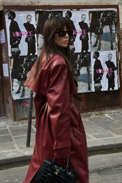Gabardina suelta de piel