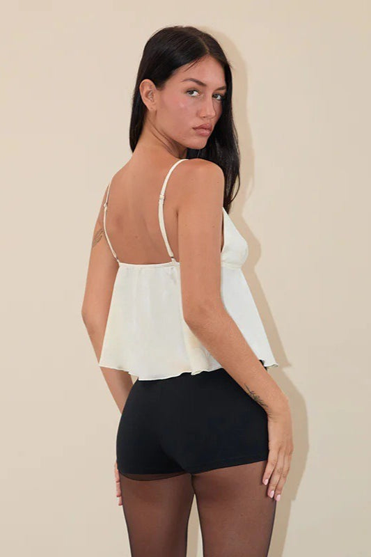 Top corsetero jacquard floral sólido escotado