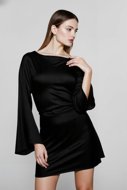 Elegant Satin Waist Tie Slim Bodycon Cocktail Cocktail Dress