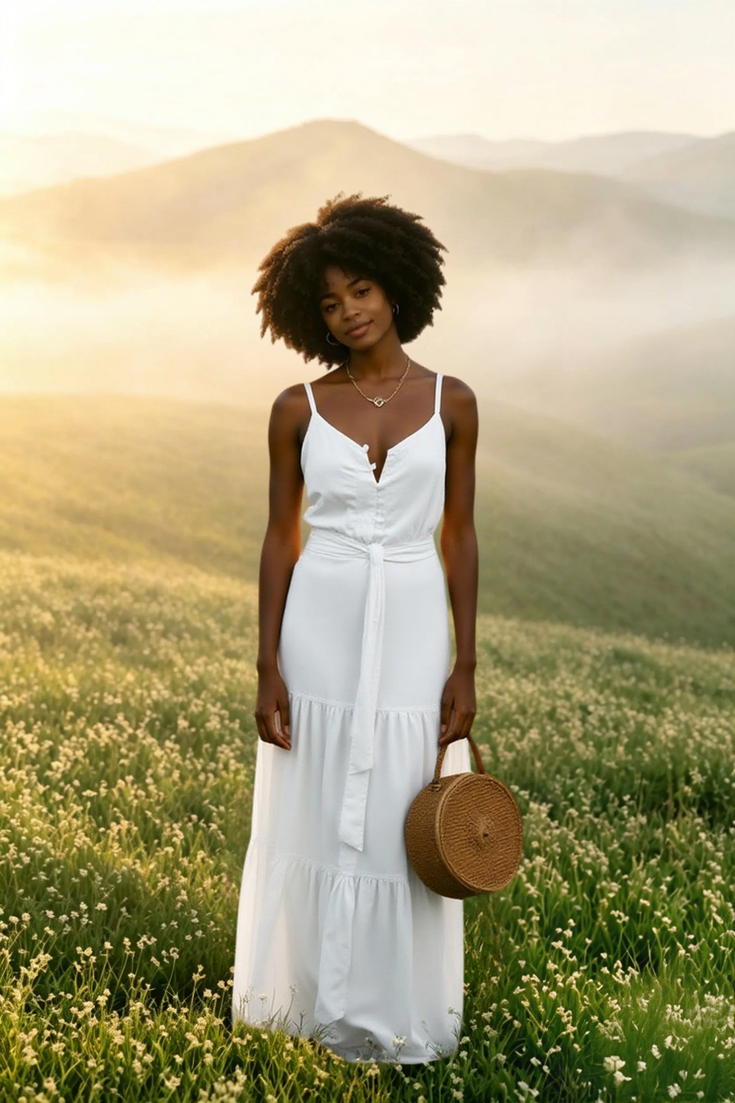 DressBetty - Elegant V Neck Tunic Ruffles Maxi Dress