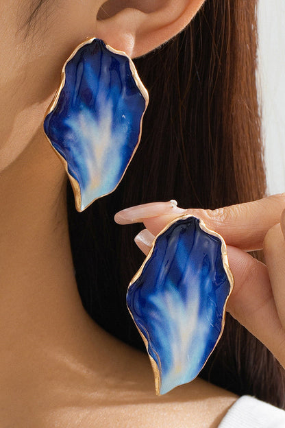 French Retro Irregular Pleated Enamel Geometric Earrings