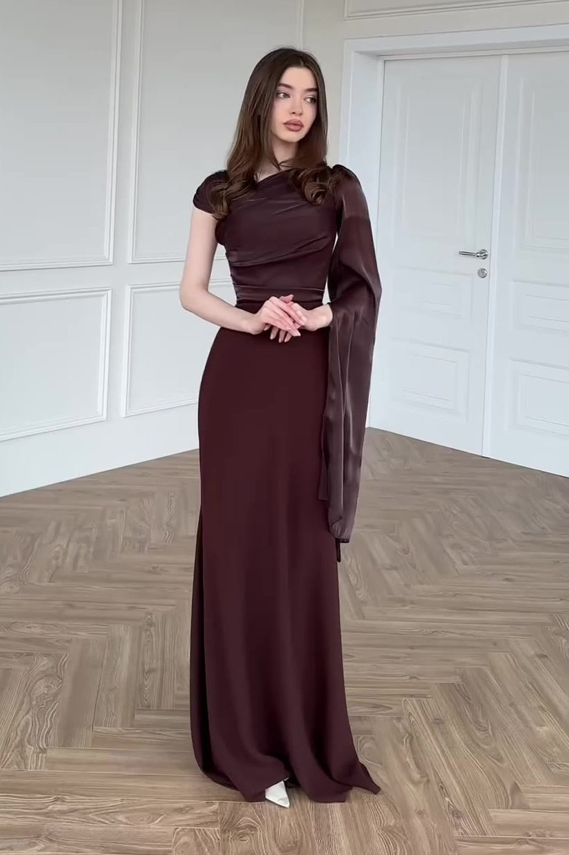 Vestido de fiesta de chifón con un solo hombro