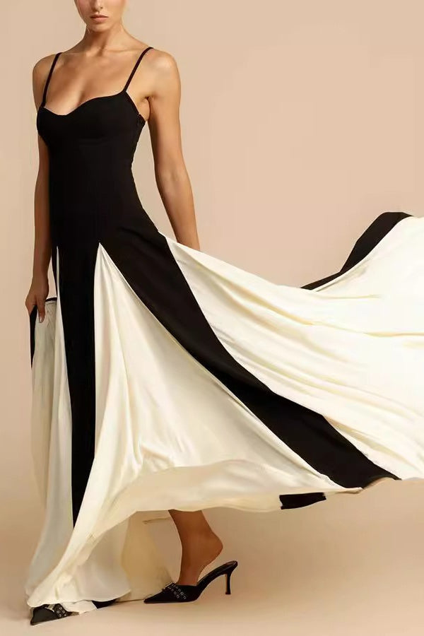 Chic Elegant  Slim Colorblock Camisole Formal Dress