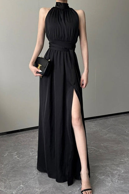 Elegante vestido maxi de noche sin mangas
