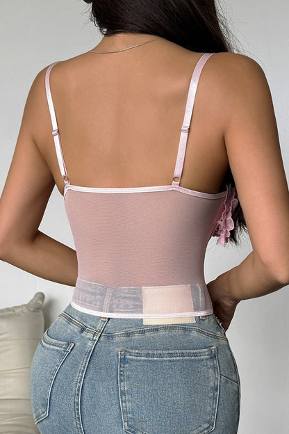 Top lencero de malla floral sexy