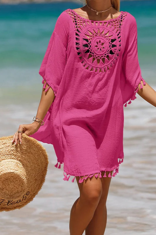 Vestido playero de ganchillo estilo bohemio