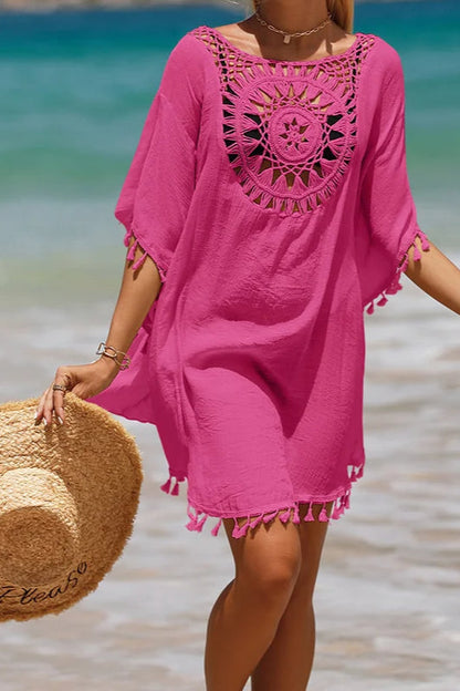 Vestido playero de ganchillo estilo bohemio