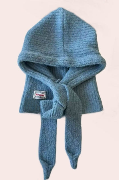 Stylish and Warm Knitted Hooded Scarf/neck Warmer (2-in-1)