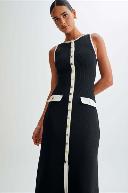 Vestido de punto entallado sin mangas