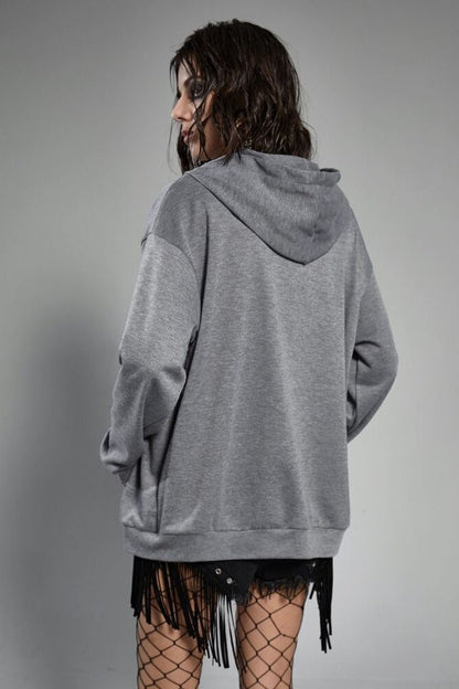 Oversized Eagle Print Hoodie