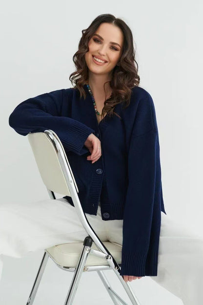 Loose Fit V Neck Cardigan Sweater