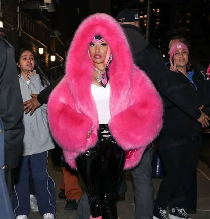 Eco-Friendly ImiTation Fox Hooded Coat