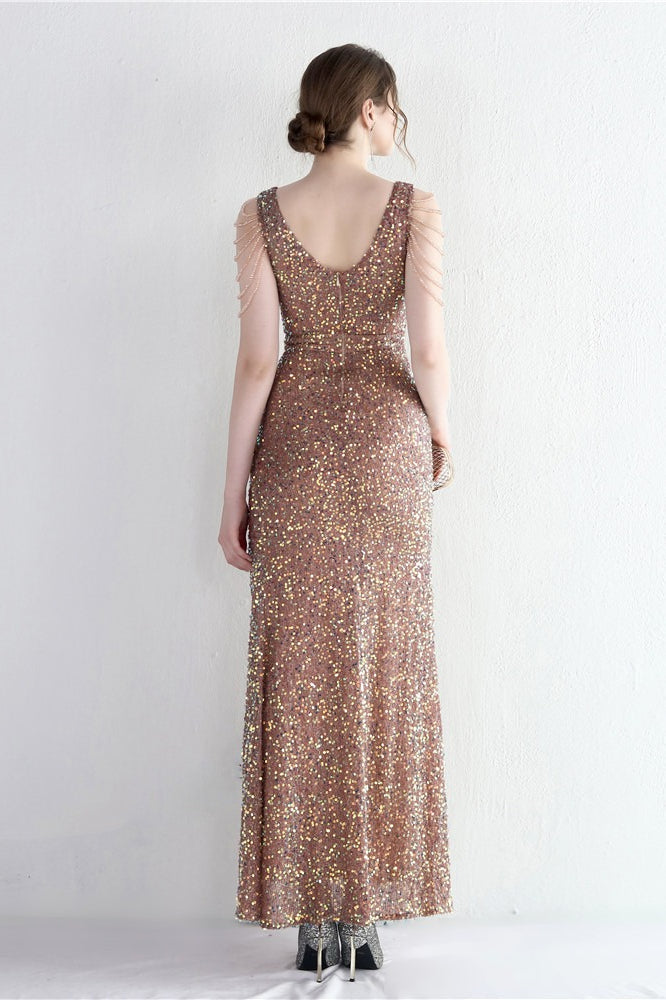 Vestido de Gala Sirena con Cuentas Distintivas
