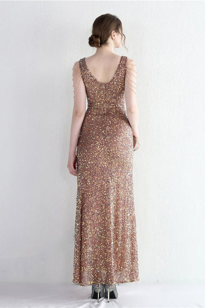 Vestido de Gala Sirena con Cuentas Distintivas