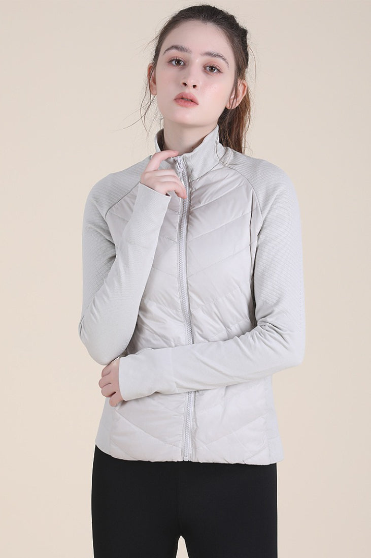 Lightweight Slim Stand Collar Down Puffer Windproof Sports Jacket